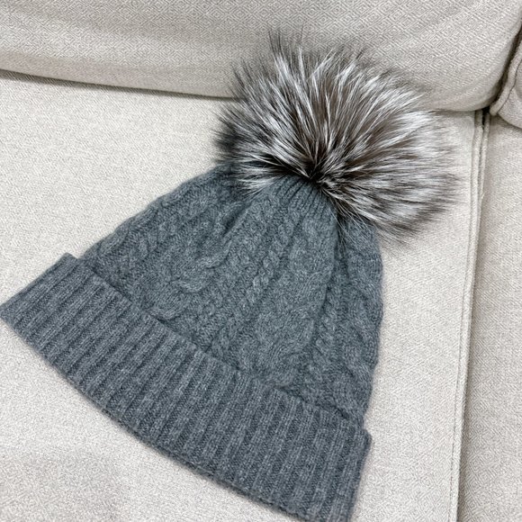 95% NEW MONCLER BEANIE HAT, WITH REAL FUR, WOOL MATERIAL - Picture 9 of 11